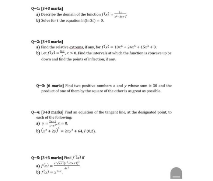 Solved Q 1 [3 3 Marks] A Describe The Domain Of The