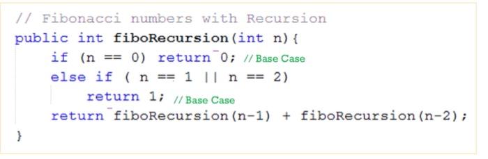 Solved // Fibonacci numbers with Recursion public int | Chegg.com