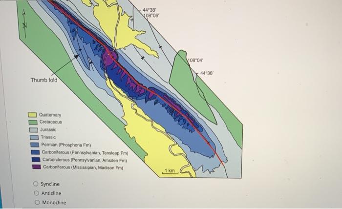 Solved QUESTION 7 Below is a geologic map - this is an | Chegg.com
