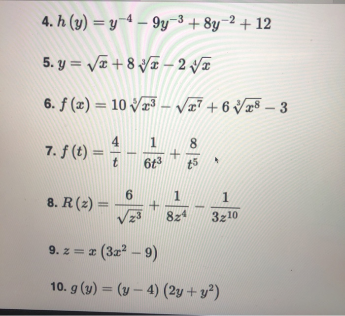 Solved 4 H 9 Y 1 9y 3 8y 2 12 5 Y V 8 2 2 Chegg Com