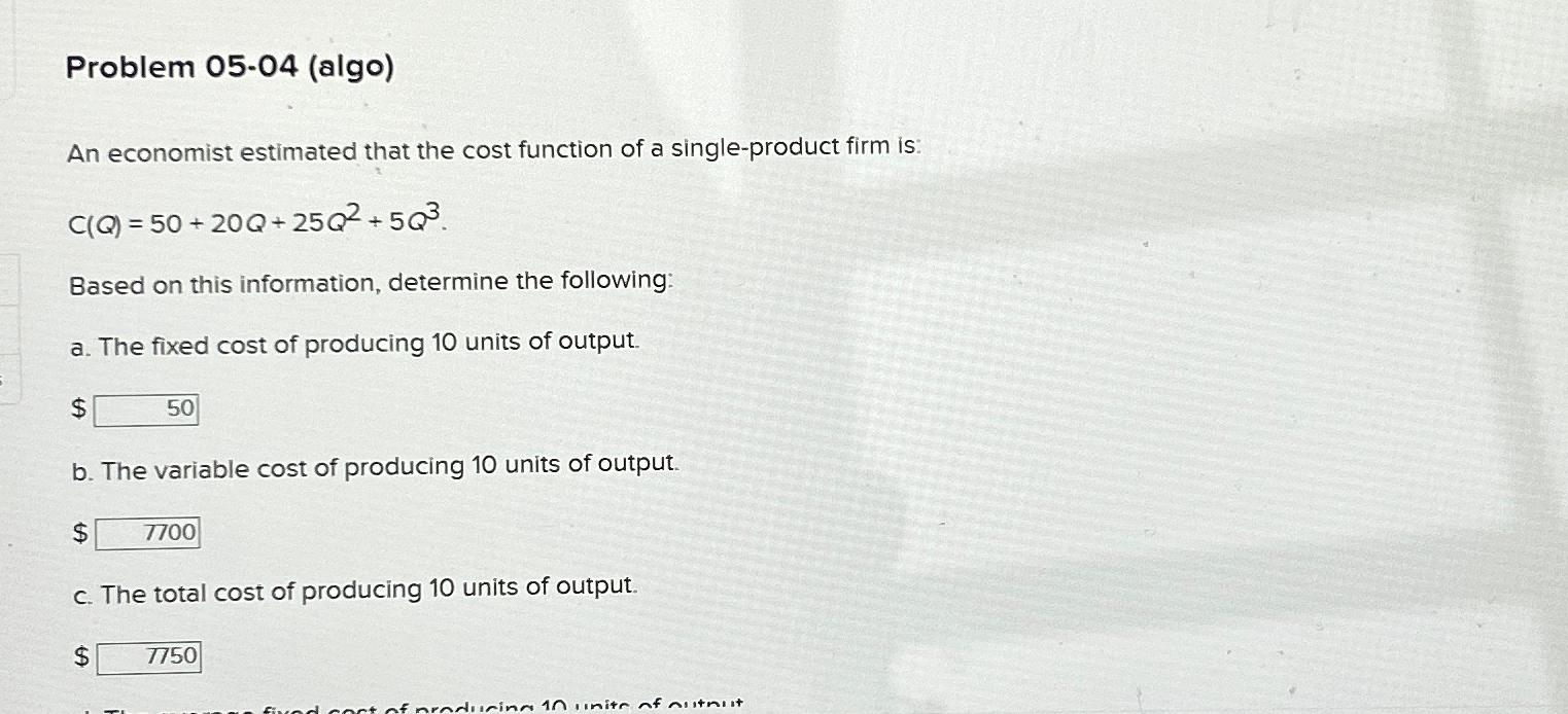 Solved Problem 05.04 (algo)An economist estimated that the | Chegg.com