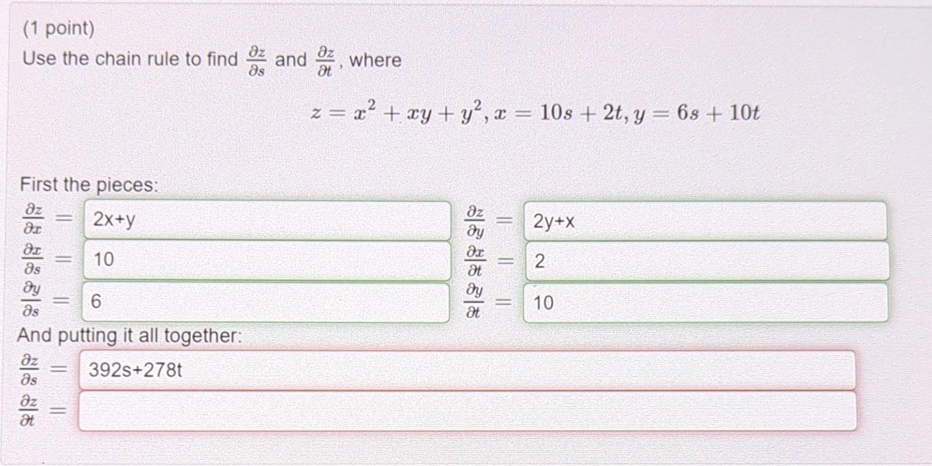 Solved 1 Point Use The Chain Rule To Find ∂s∂z And ∂t∂z