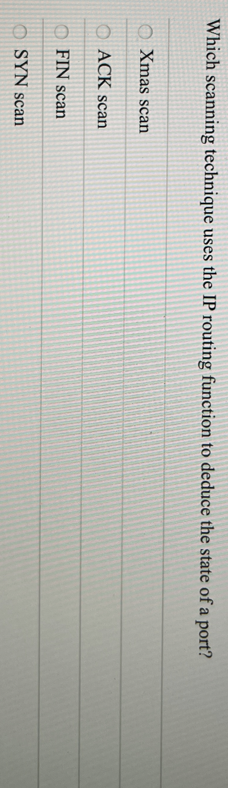 Solved Which scanning technique uses the IP routing function