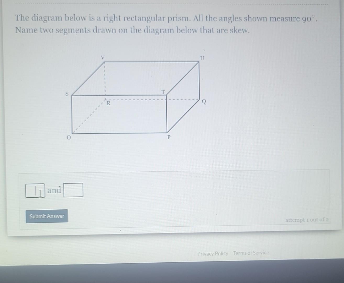 Solved The diagram below is a right rectangular prism. All