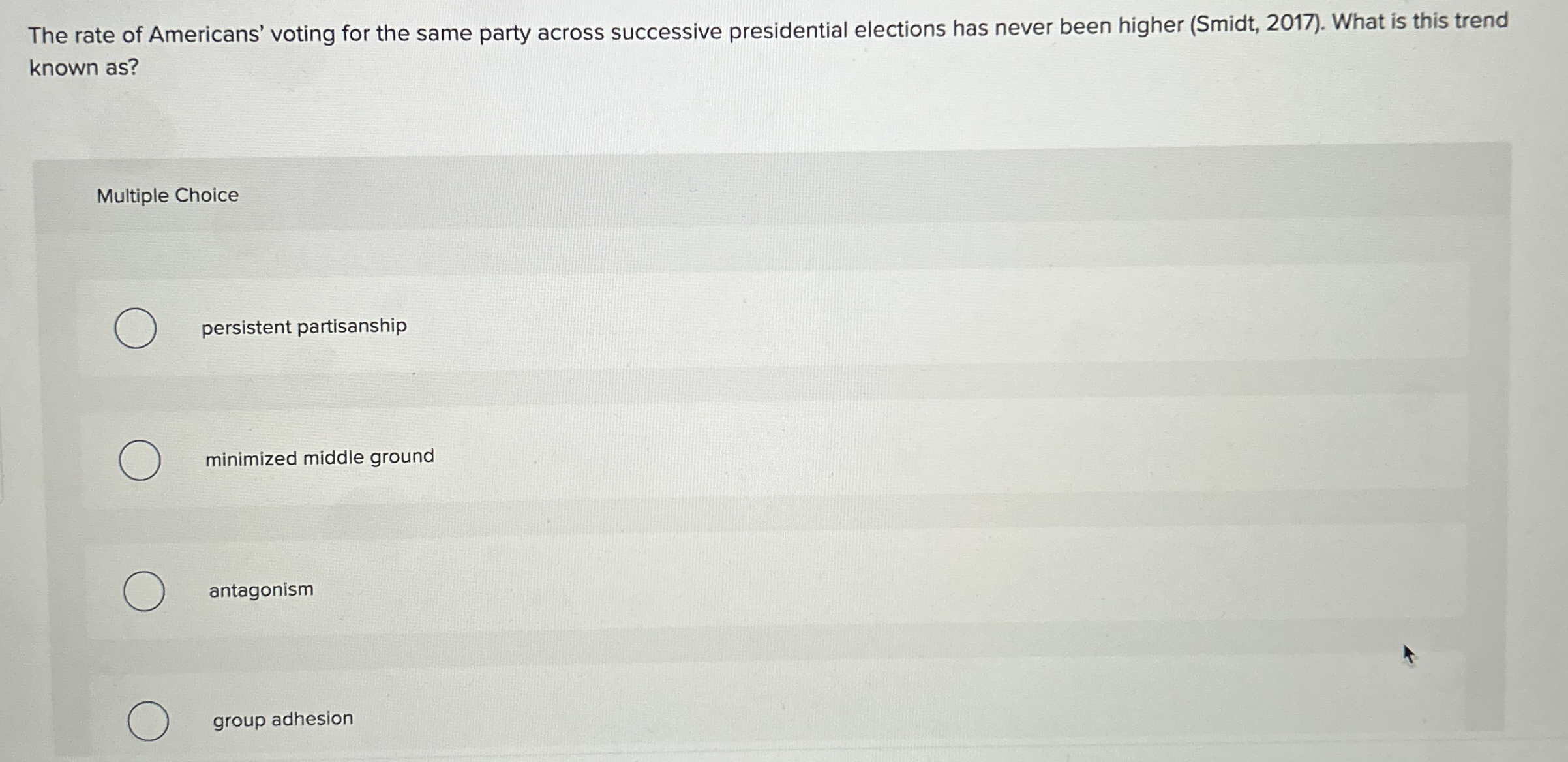 Solved The rate of Americans' voting for the same party