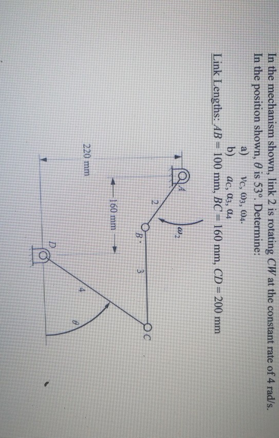 Solved In The Mechanism Shown, Link 2 Is Rotating CW At The | Chegg.com