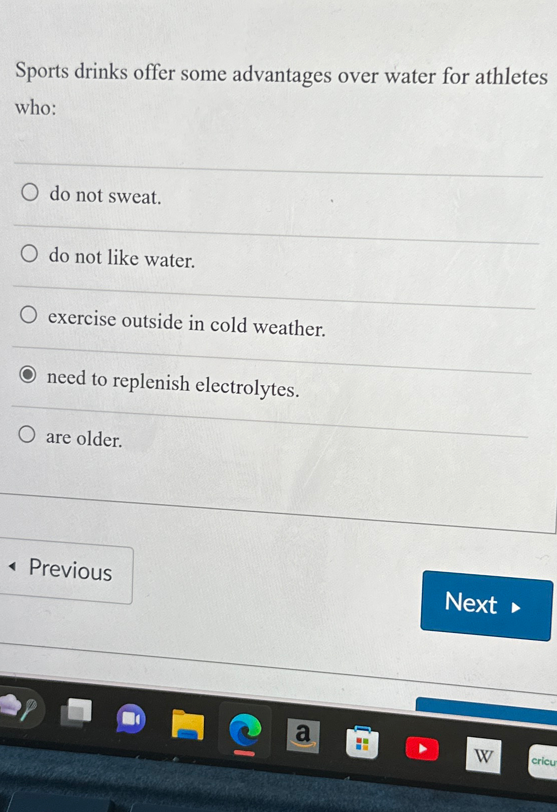 Solved Sports drinks offer some advantages over water for