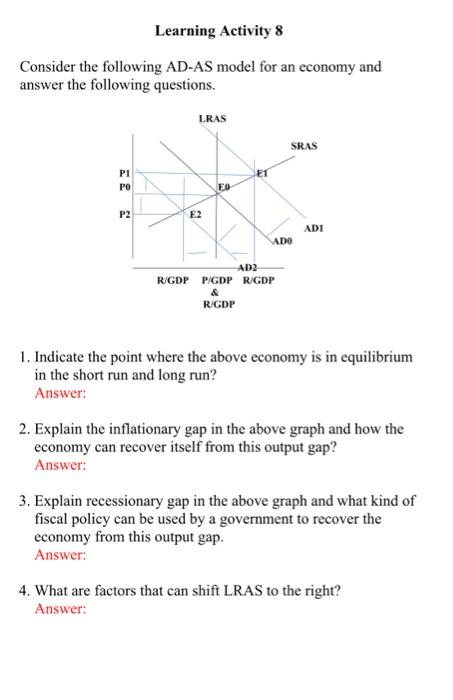 Solved Consider The Following AD-AS Model For An Economy And | Chegg ...