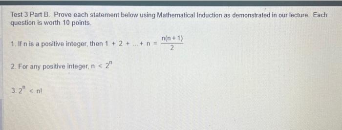 Solved Test 3 Part B. Prove each statement below using | Chegg.com