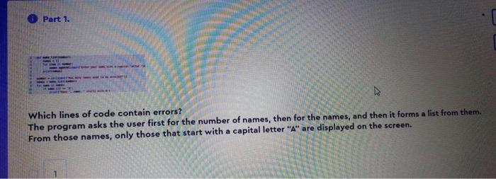 Solved Part 1. Which lines of code contain errors? The | Chegg.com