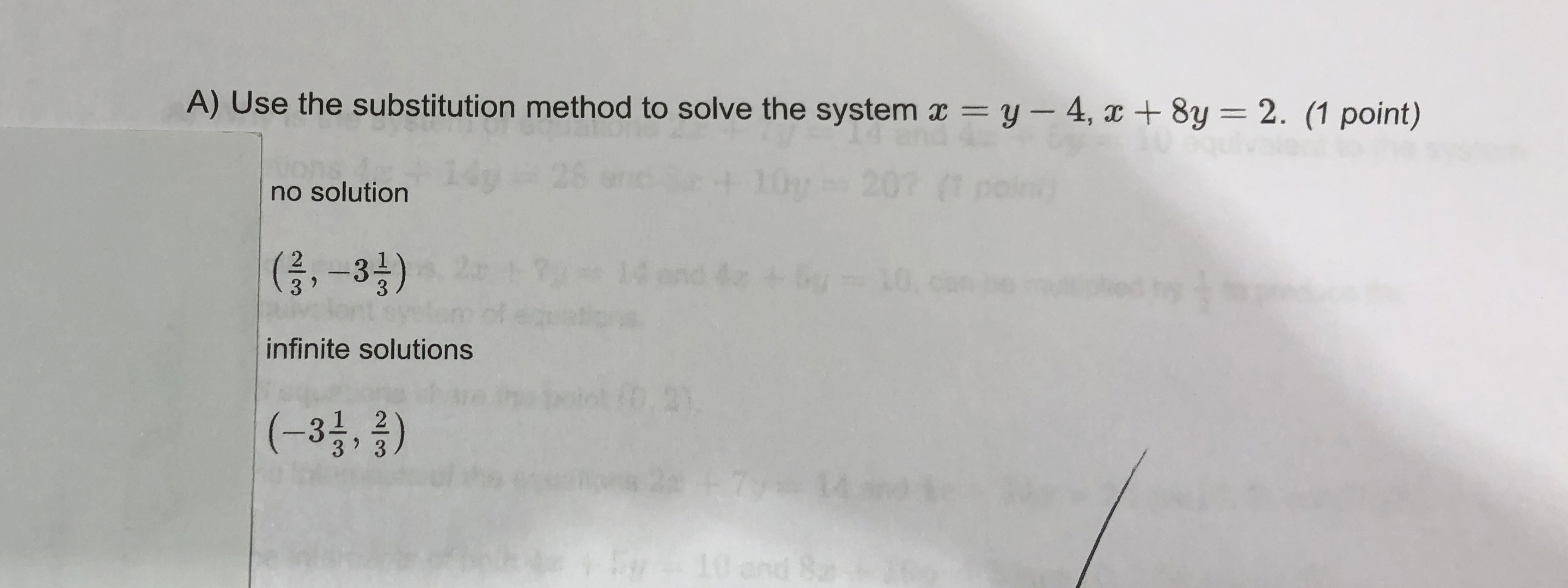 Solved A) ﻿Use the substitution method to solve the system | Chegg.com