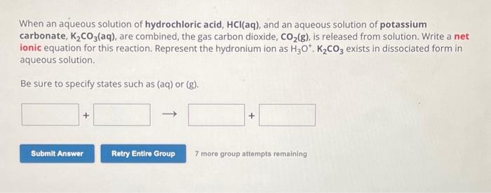 Solved When an aqueous solution of hydrochloric acid, | Chegg.com