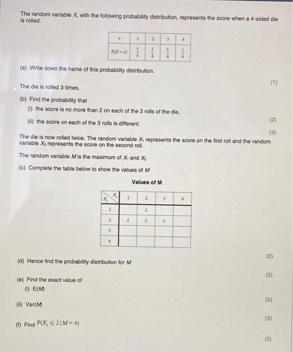 Solved The random variable X, with the following probability | Chegg.com