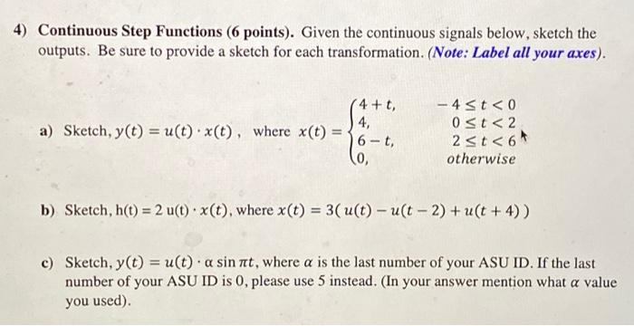 Solved 4) Continuous Step Functions (6 points). Given the | Chegg.com