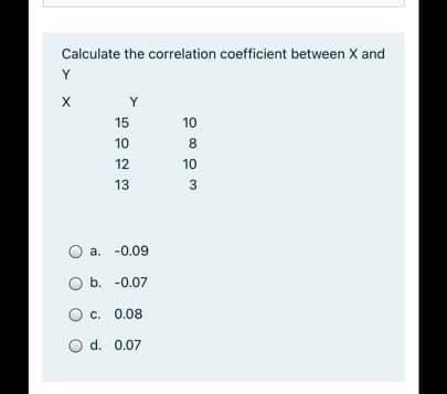 Solved Calculate the correlation coefficient between X and Y | Chegg.com