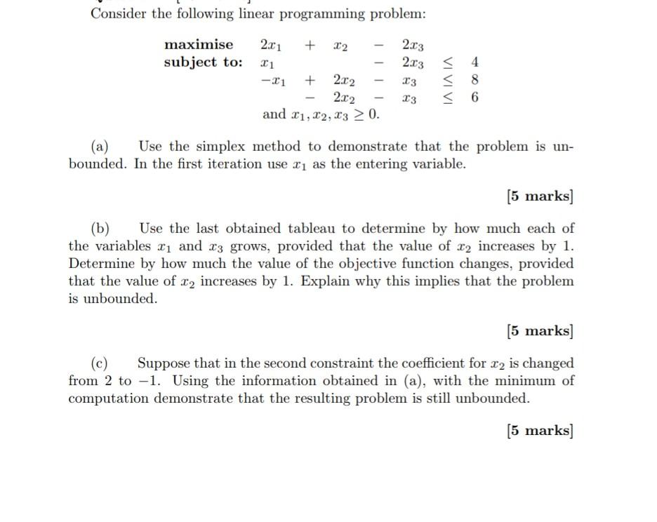 Solved Consider the following linear programming problem: + | Chegg.com