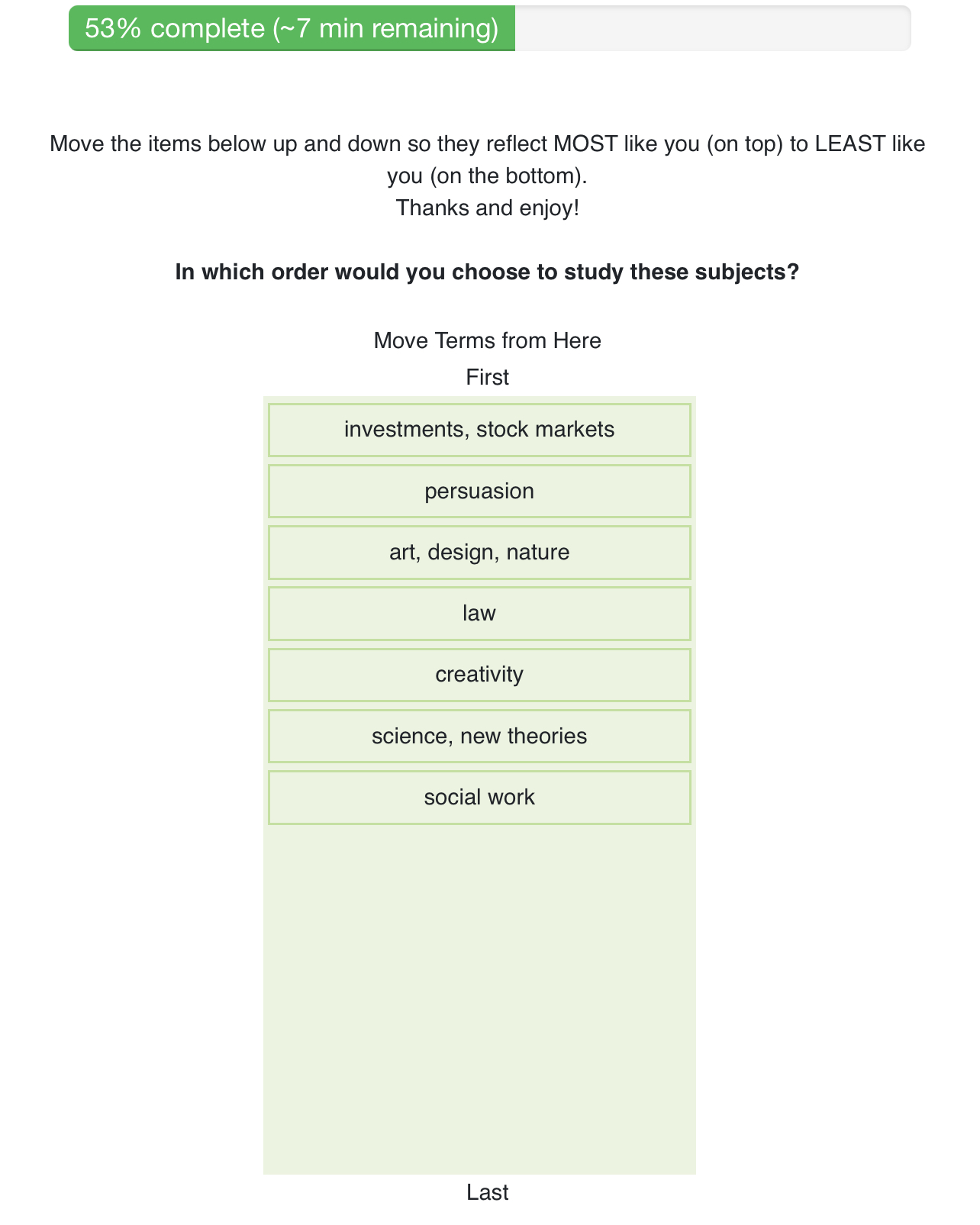 Solved 53% \ufeffcomplete ( ∼7 \ufeffmin remaining)Move the items | Chegg.com, image size:1284x1605