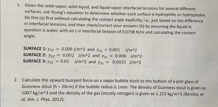 Solved 1. Given the solid-vapor, solid-liquid, and | Chegg.com