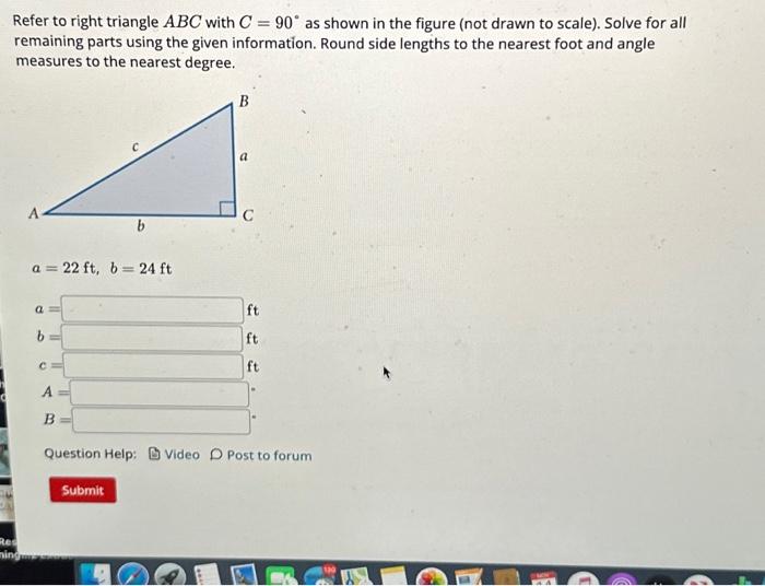 Solved Refer to right triangle ABC with C=90∘ as shown in | Chegg.com