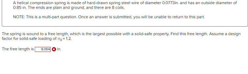 Solved A helical compression spring is made of hard-drawn | Chegg.com