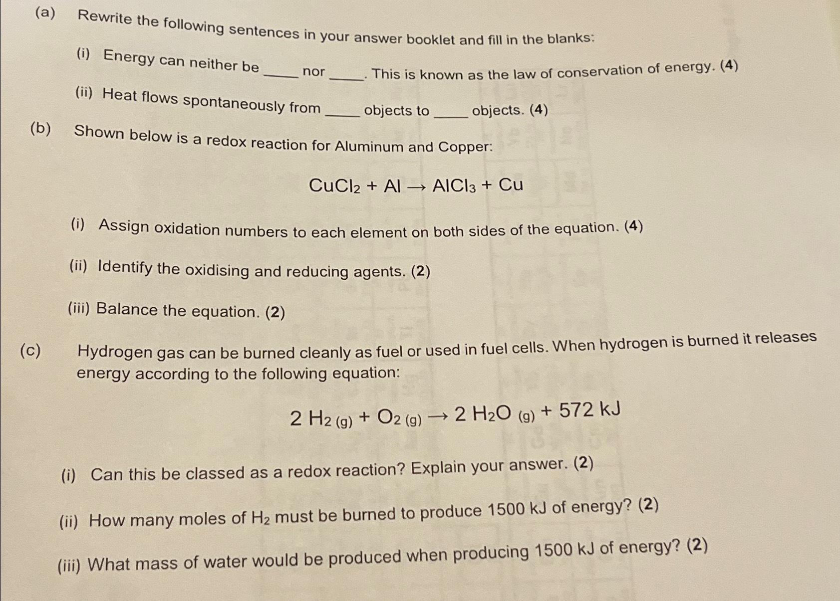 Solved (a) ﻿Rewrite The Following Sentences In Your Answer | Chegg.com