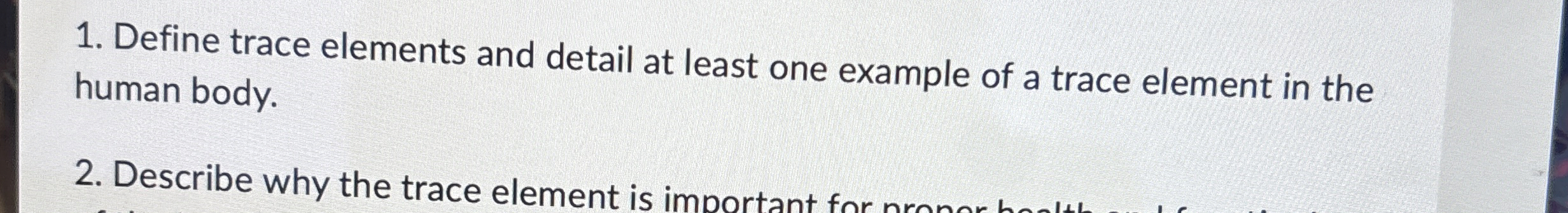 Solved Define trace elements and detail at least one example | Chegg.com