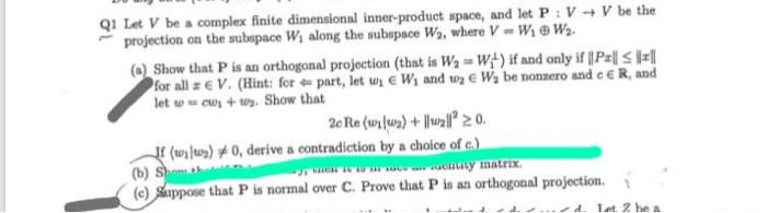 Solved Qi Let V be a complex finite dimensional | Chegg.com
