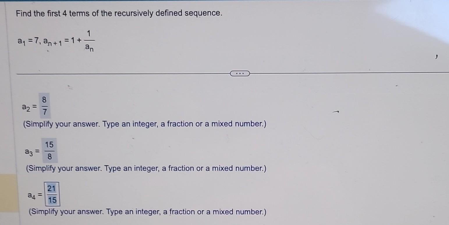 Solved Find The First 4 Terms Of The Recursively Defined | Chegg.com