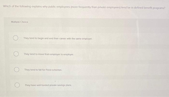 Solved Which of the following explains why public employees | Chegg.com