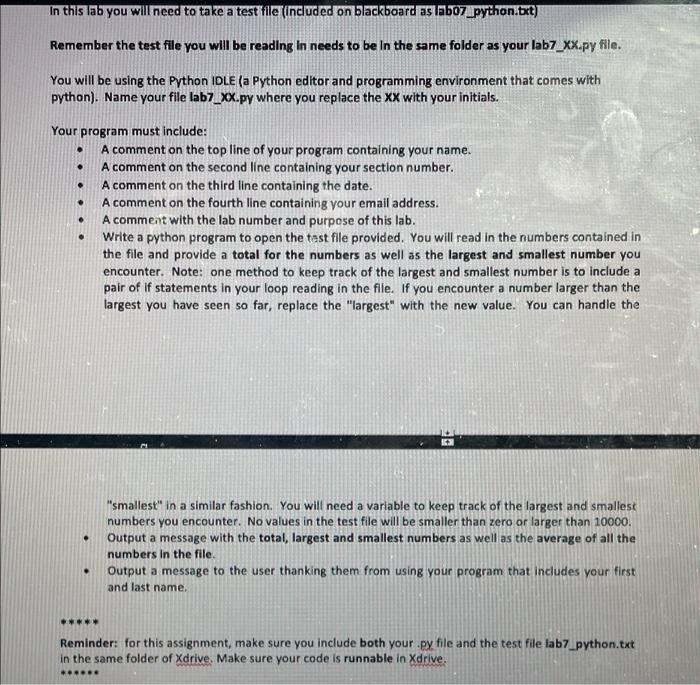 Solved In this lab you will need to take a test file | Chegg.com