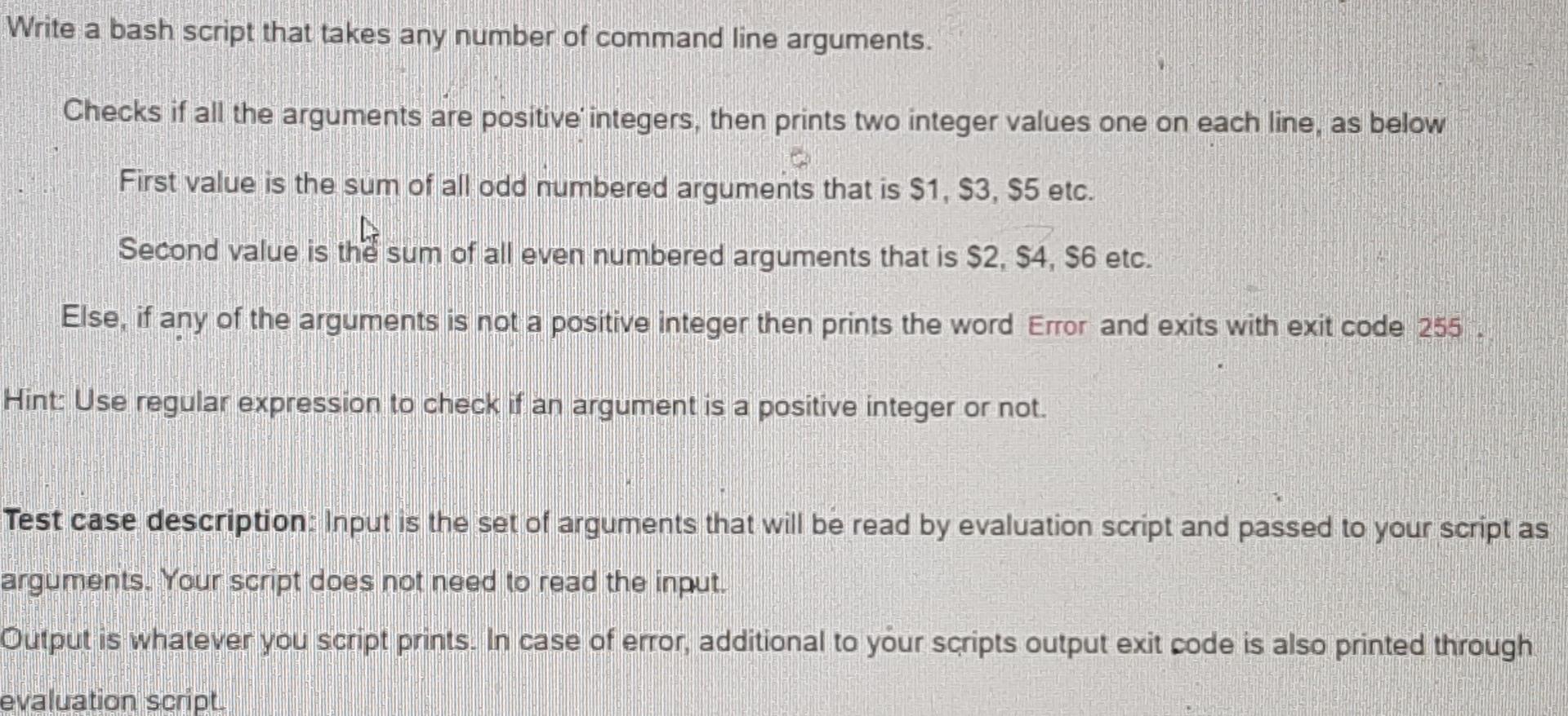 Solved Write a bash script that takes any number of command | Chegg.com