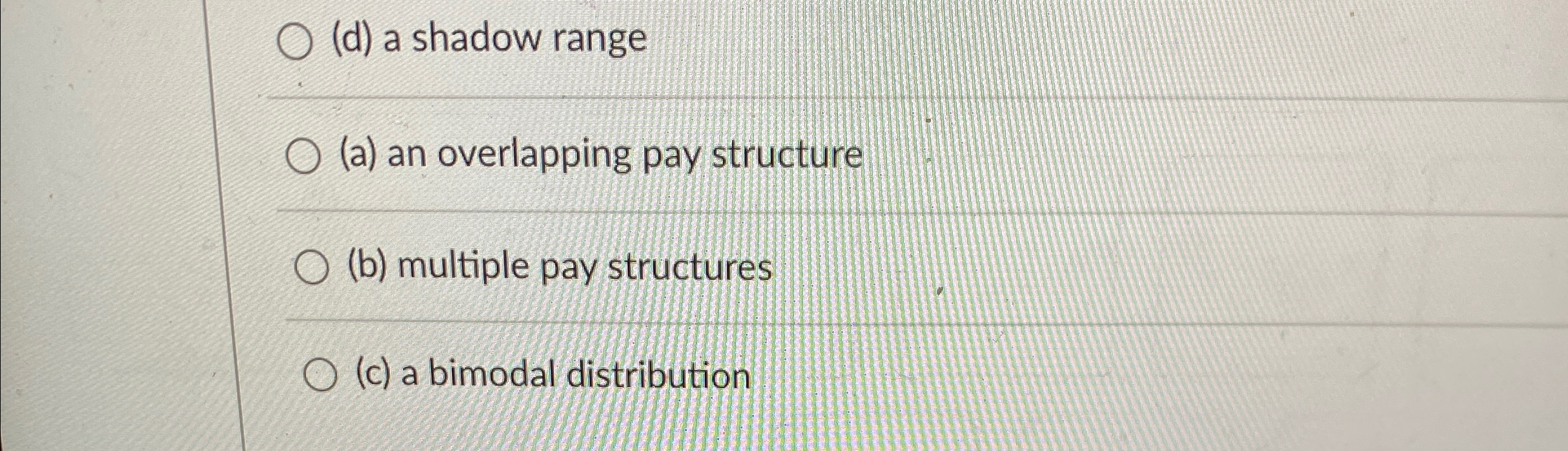 Solved (d) ﻿a shadow range(a) ﻿an overlapping pay | Chegg.com