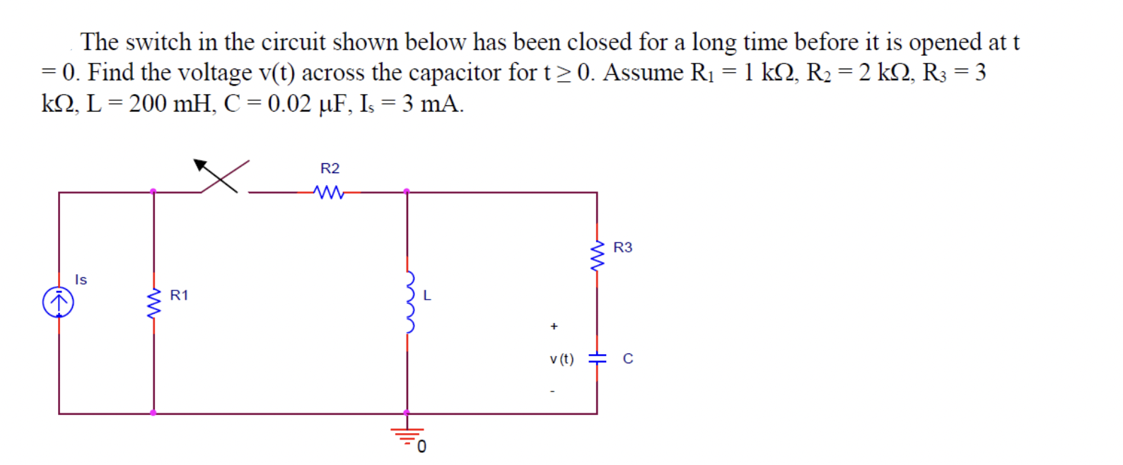Solved The switch in ﻿the circuit shown below has been | Chegg.com
