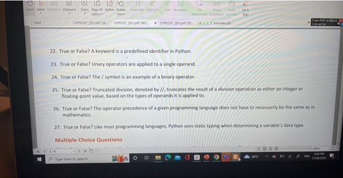 Solved n=n+1 15. True or False? An identifier in Python is a | Chegg.com
