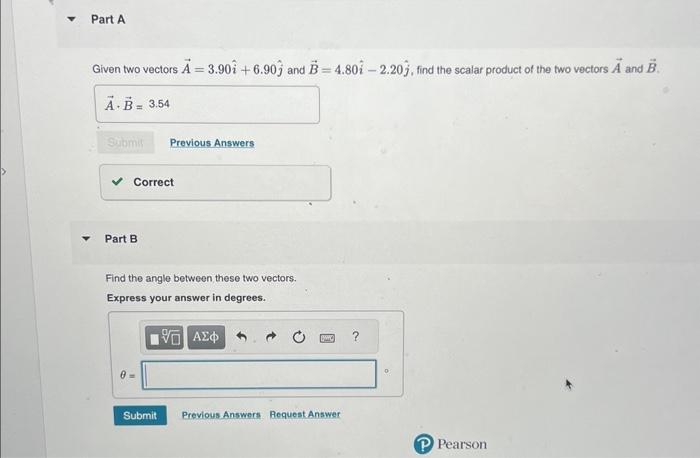 Solved Given Two Vectors A=3.90i^+6.90j^ And | Chegg.com