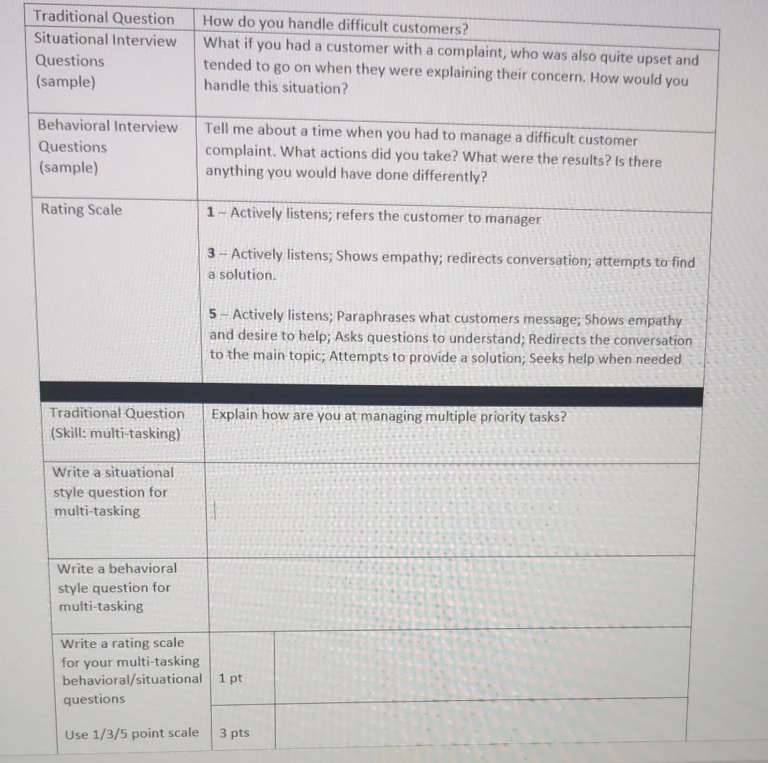 Traditional Question Situational Interview Questions | Chegg.com