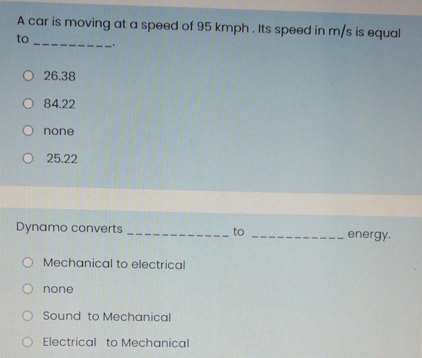Solved A car is moving at a speed of 95 kmph. Its speed in | Chegg.com