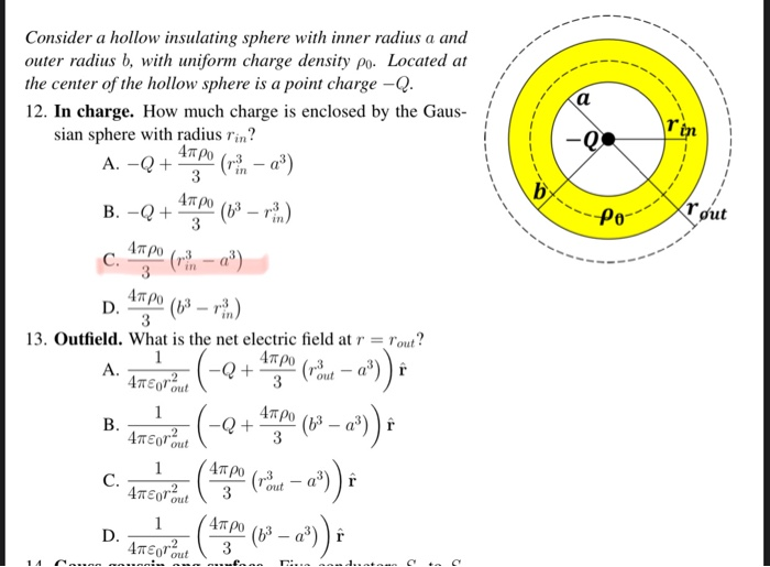 Solved A Consider A Hollow Insulating Sphere With Inner | Chegg.com