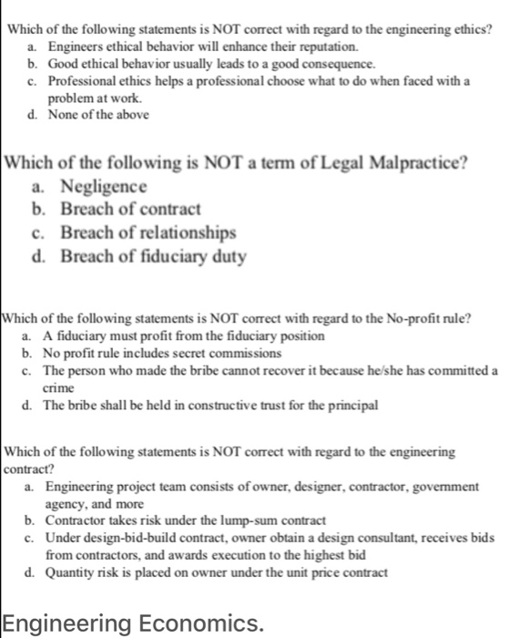 Solved Which of the following statements is NOT correct with