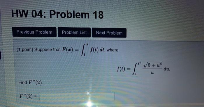 Solved HW 04: Problem 18 Previous Problem Problem List Next | Chegg.com