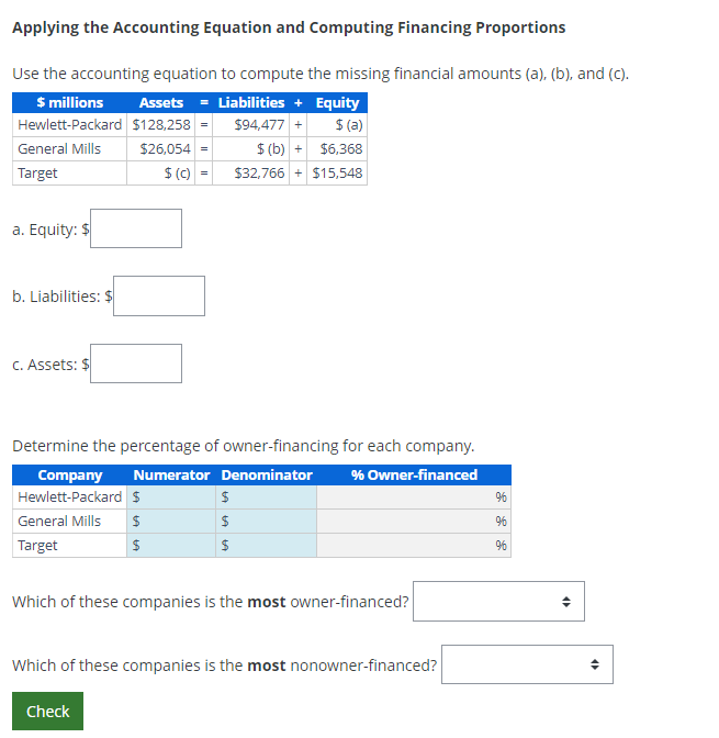 Solved Use the accounting equation to compute the missing | Chegg.com