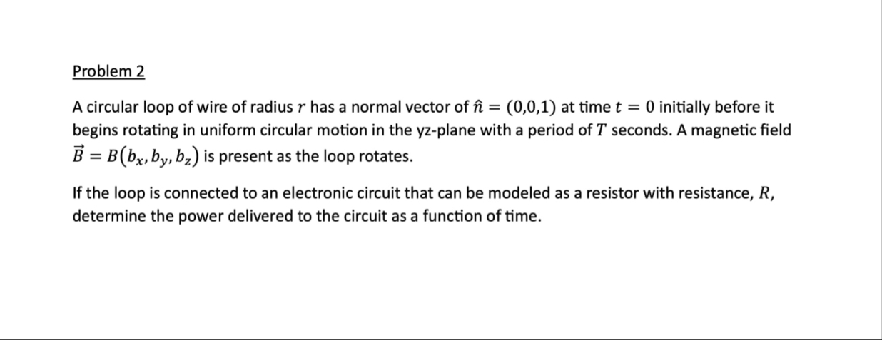 Solved Problem 2A circular loop of wire of radius r ﻿has a | Chegg.com