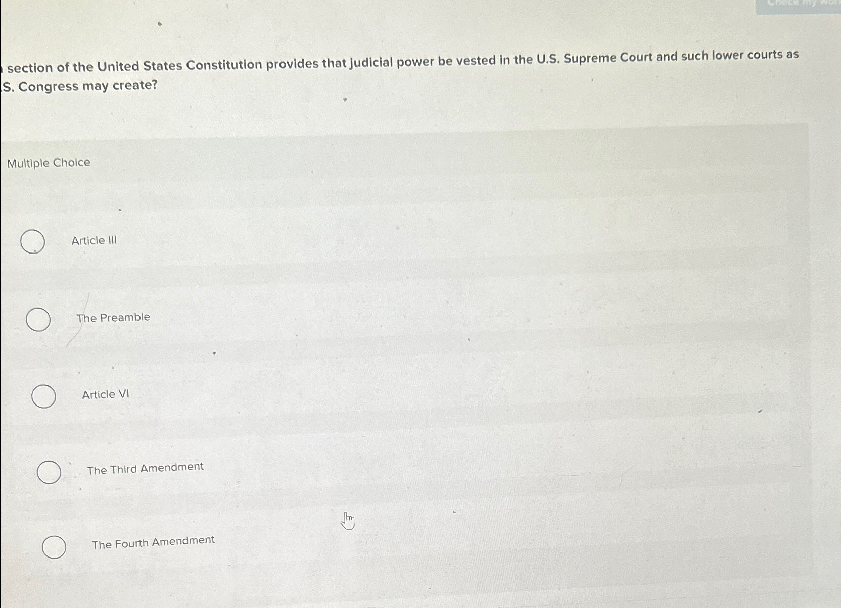 Solved section of the United States Constitution provides | Chegg.com