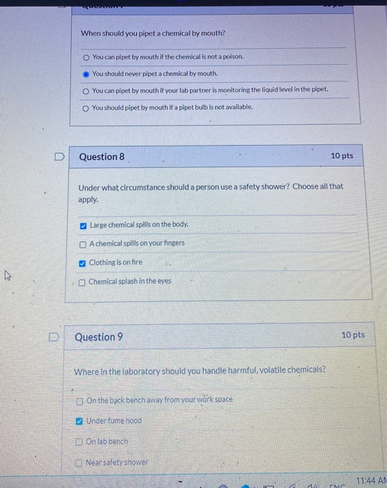 Solved When should you pipet a chemical by mouth? O You can