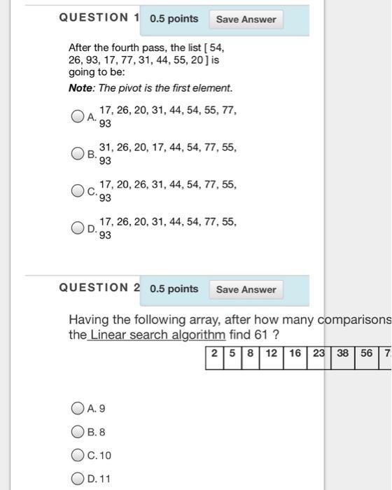Solved QUESTION 1 0.5 points Save Answer After the fourth | Chegg.com
