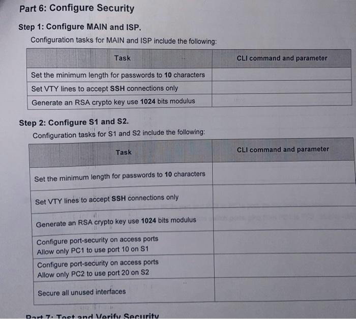 Solved Part 6: Configure Security Step 1: Configure MAIN And | Chegg.com