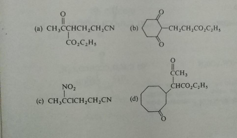 Solved -CH,CH,CO,C,H, (a) CH,CCHCH,CH,CN CO,C2H O 11 CCH, | Chegg.com