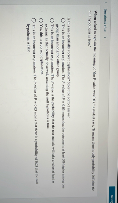 Solved Question 5 ﻿of 10When asked to explain the meaning of | Chegg.com