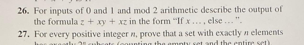 Solved For inputs of 0 ﻿and 1 ﻿and mod 2 ﻿arithmetic | Chegg.com