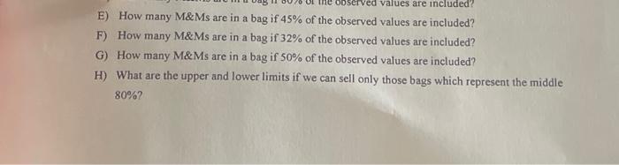 Solved E) How many M\&Ms are in a bag if 45% of the observed | Chegg.com